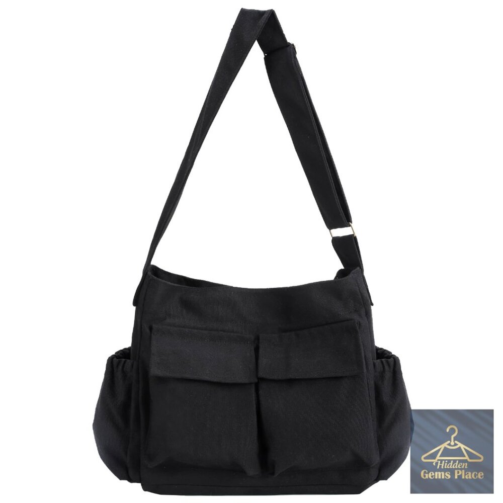 Large Canvas Messenger Bag Hobo Crossbody Tote With Laptop Pocket